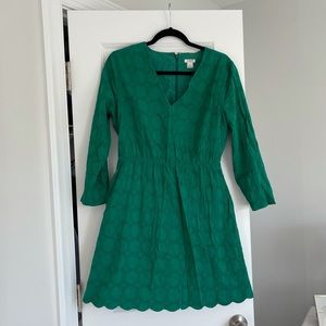Green Eyelit Sleeve JCrew Dress